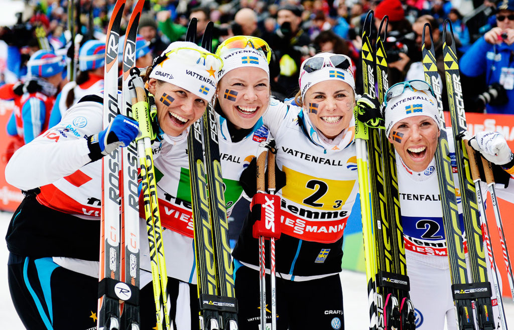 VM-silver i stafetten 2013 med Ida Ingemardotter, Emma Wikén, Anna Haag och Charlotte Kalla. 